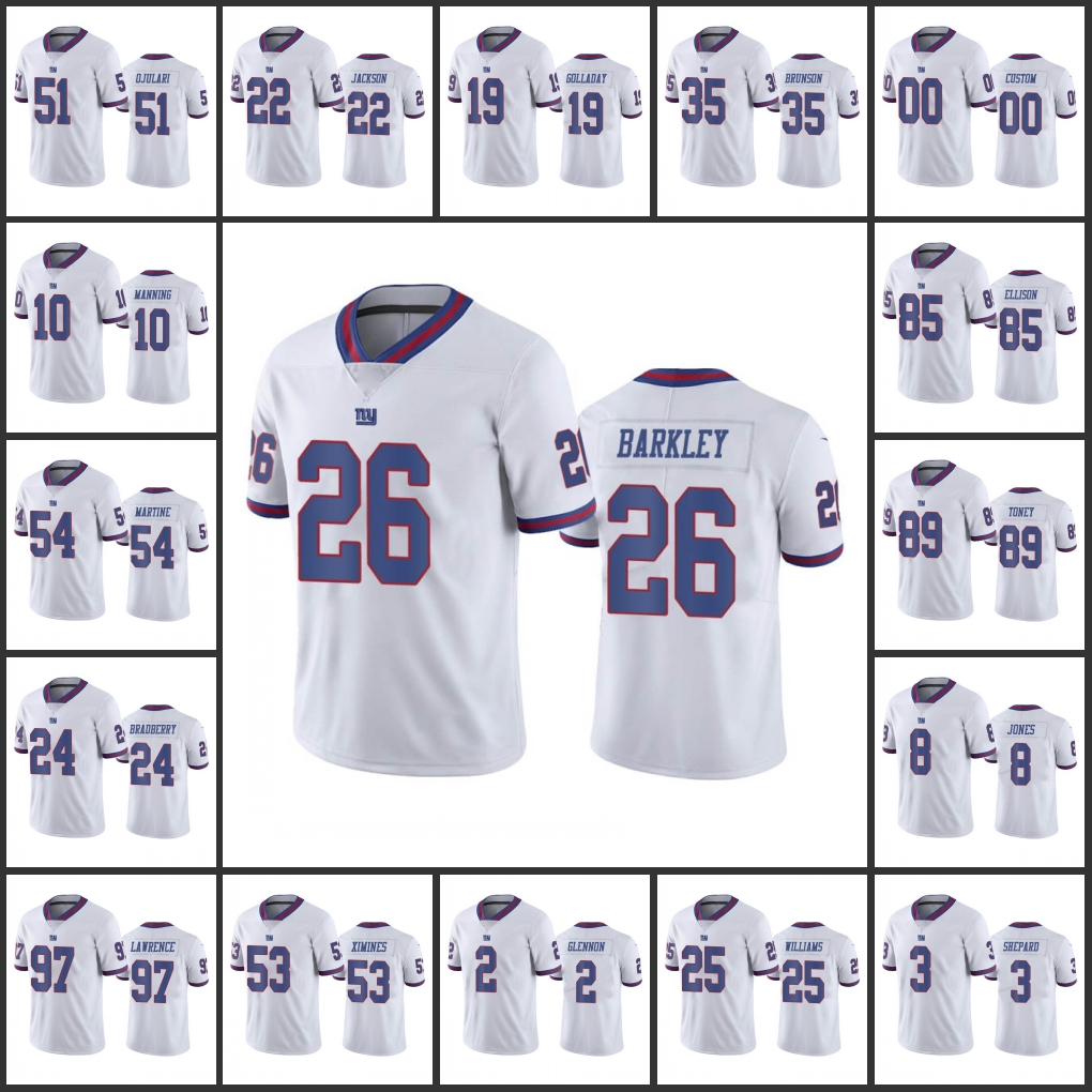 Jersey New York''Giants''Men #26 Saquon Barkley 8 Daniel Jones 10 Eli Manning 19 Kenny Golladay''NFL''Women Youth Custom White Color Rush Limited 
Jersey New York''Giants''Men #26 Saquon Barkley 8 Daniel Jones 10 Eli Manning 19 Kenny Golladay''NFL''Women Youth Custom White Color Rush Limited