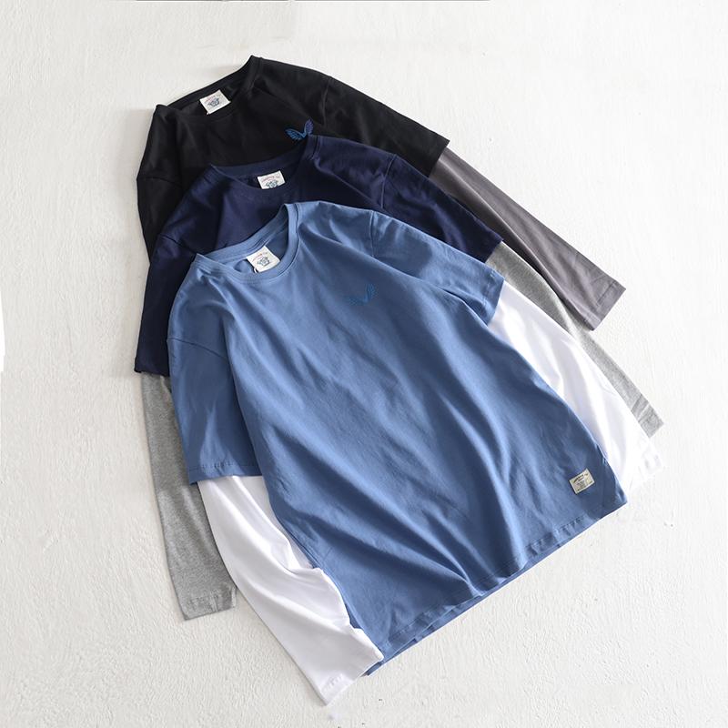 Men's T-Shirts Autumn Splicing Contrast Color Fake Two-piece Long Sleeve Printed T-shirt Men's Fashion Pure Cotton Washed Old Casual Top, Black
Men's T-Shirts Autumn Splicing Contrast Color Fake Two-piece Long Sleeve Printed T-shirt Men's Fashion Pure Cotton Washed Old Casual Top, Black