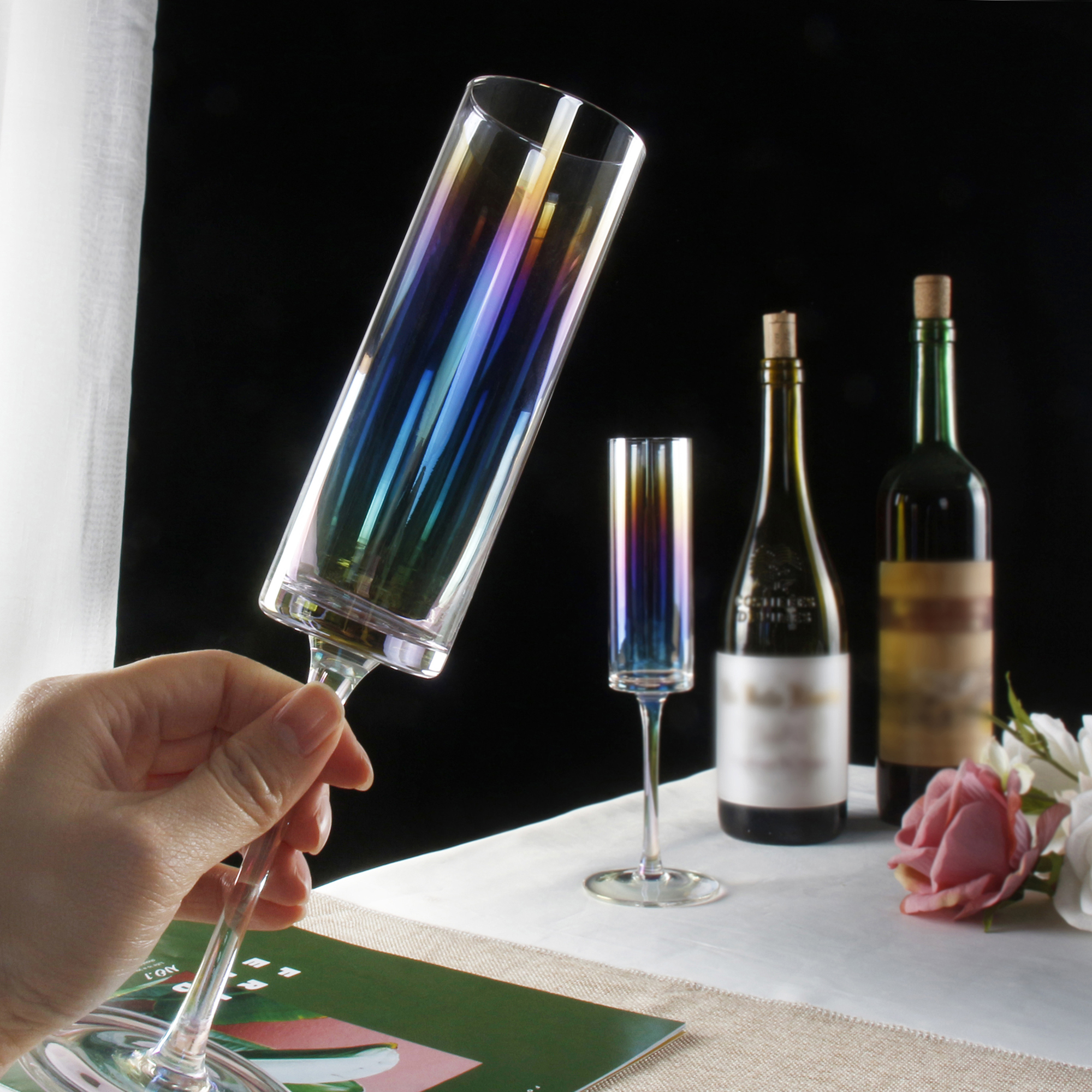 Pearl Color Champagne Flutes Wine Glasses Set of 2 Hand Blown Modern Crystal Rainbow Goblet
Pearl Color Champagne Flutes Wine Glasses Set of 2 Hand Blown Modern Crystal Rainbow Goblet