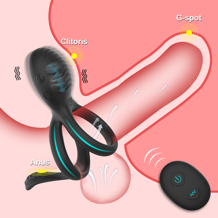 Massager Wireless Penis Vibrating Ring Cockring Vibrator Sex Toy for Men Couple Cock Rings Retardant Ejaculation Delay Remote Control VCR8