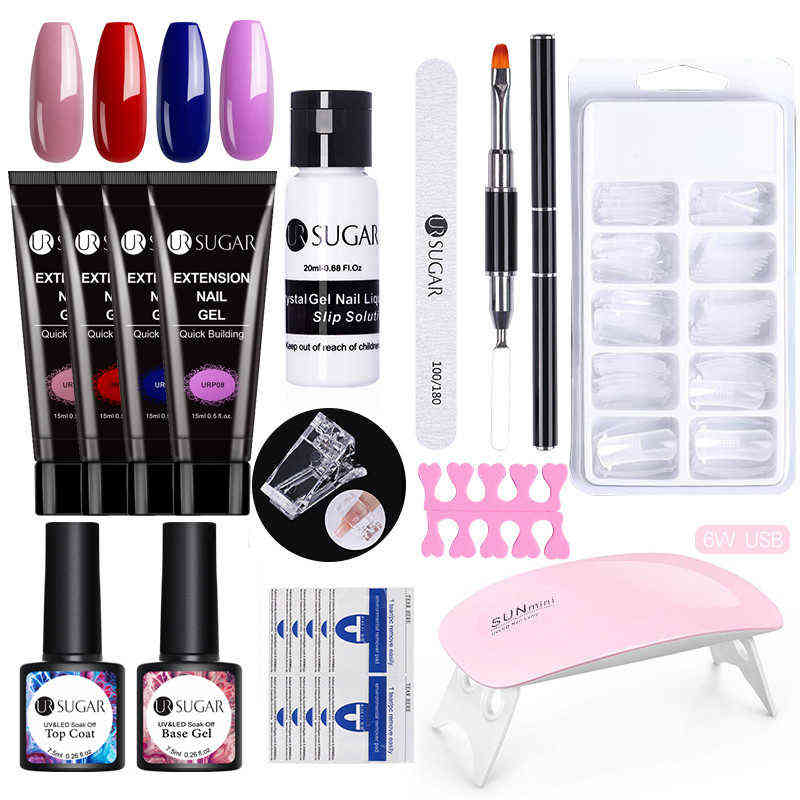 NXY Nail Gel 15ml Extension Kit Glitter Clear Color Art Set Crystal Fast Building Uv Polish Acrylic Tool 0328