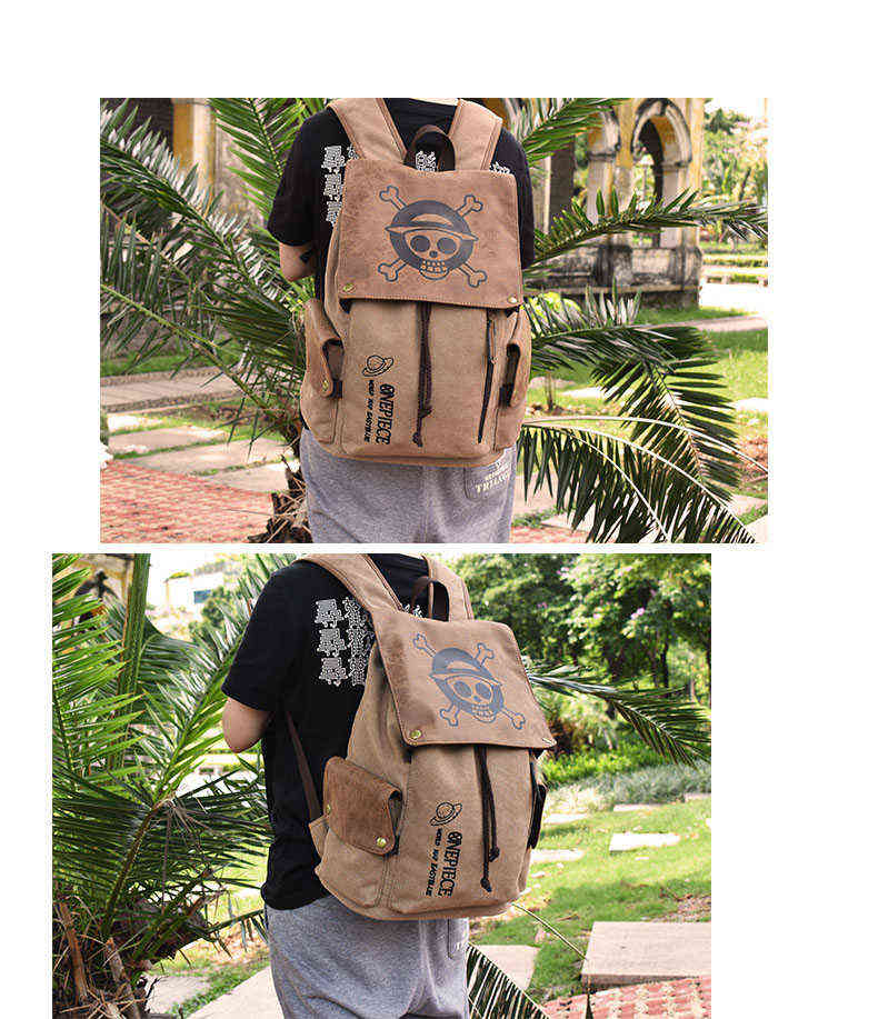 Anime Backpack Travel Backpacks Luffy One Piece Cosplay Eren Bag Cartoon Canvas Outdoor Teenagers Schoolbag Shoulders Bags AA220316