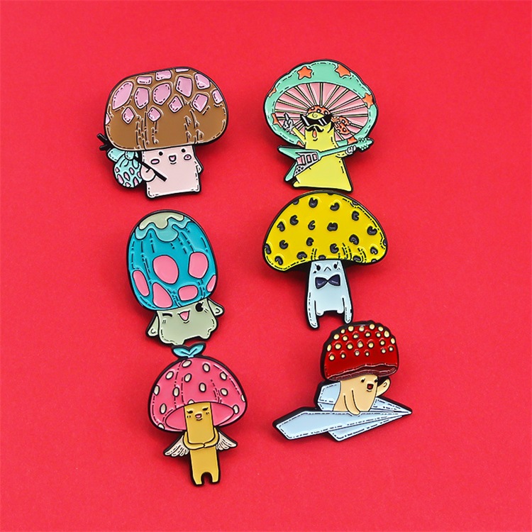 Image of Customized Brooch Mushroom Custom Enamel Pin Cute Badge Boy Girls Clothing Jewelry Guitar Dance Bulk Charms Hard Enamel Brooches 1102 D3