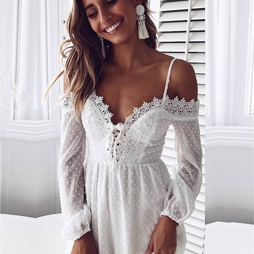 yinlinhe White Dot Chiffon Playsuit Summer Overalls For Women Long Sleeve Lace Up Transparent sexy short jumpsuit women rompers T200704, Beige
yinlinhe White Dot Chiffon Playsuit Summer Overalls For Women Long Sleeve Lace Up Transparent sexy short jumpsuit women rompers T200704, Beige