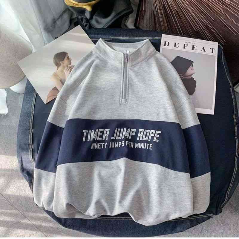 Hip Hop Letter Shirt Half-zipper Up Japan Contrast Striped Lovers Streetwear Korean Sweatshirt Bf Casual Unisex Preppy, Gray
Hip Hop Letter Shirt Half-zipper Up Japan Contrast Striped Lovers Streetwear Korean Sweatshirt Bf Casual Unisex Preppy, Gray