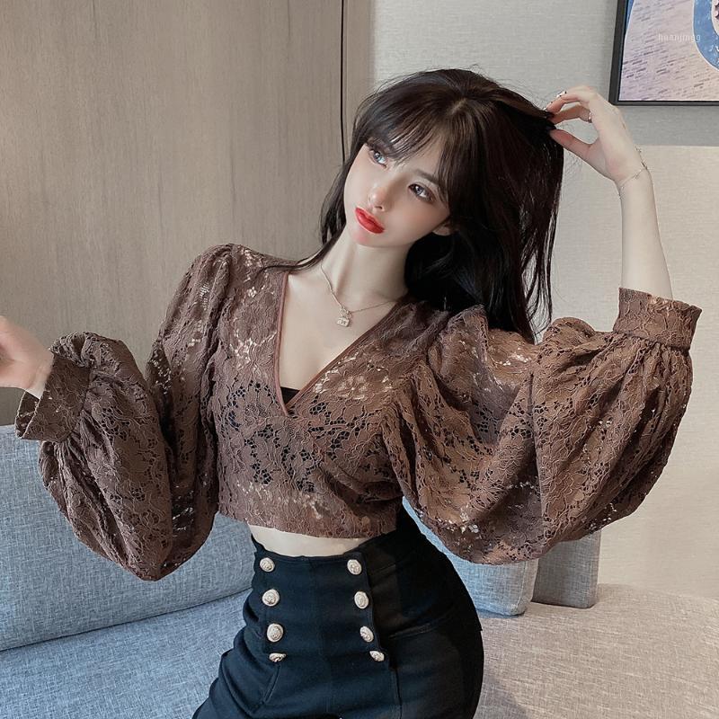 Women' Blouses & Shirts High Waist T-shirt Women ' Clothing 2022 Summer Elegant Slim Slimming Sexy V-neck Lace Short Shirt, Brown
Women' Blouses & Shirts High Waist T-shirt Women ' Clothing 2022 Summer Elegant Slim Slimming Sexy V-neck Lace Short Shirt, Brown