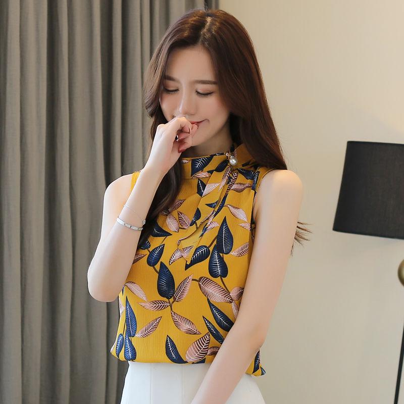 Women' Blouses & Shirts Women Spring Summer Style Chiffon Lady Casual Sleeveless Stand Collar Leaf Printed Blusas Tops, Yellow
Women' Blouses & Shirts Women Spring Summer Style Chiffon Lady Casual Sleeveless Stand Collar Leaf Printed Blusas Tops, Yellow