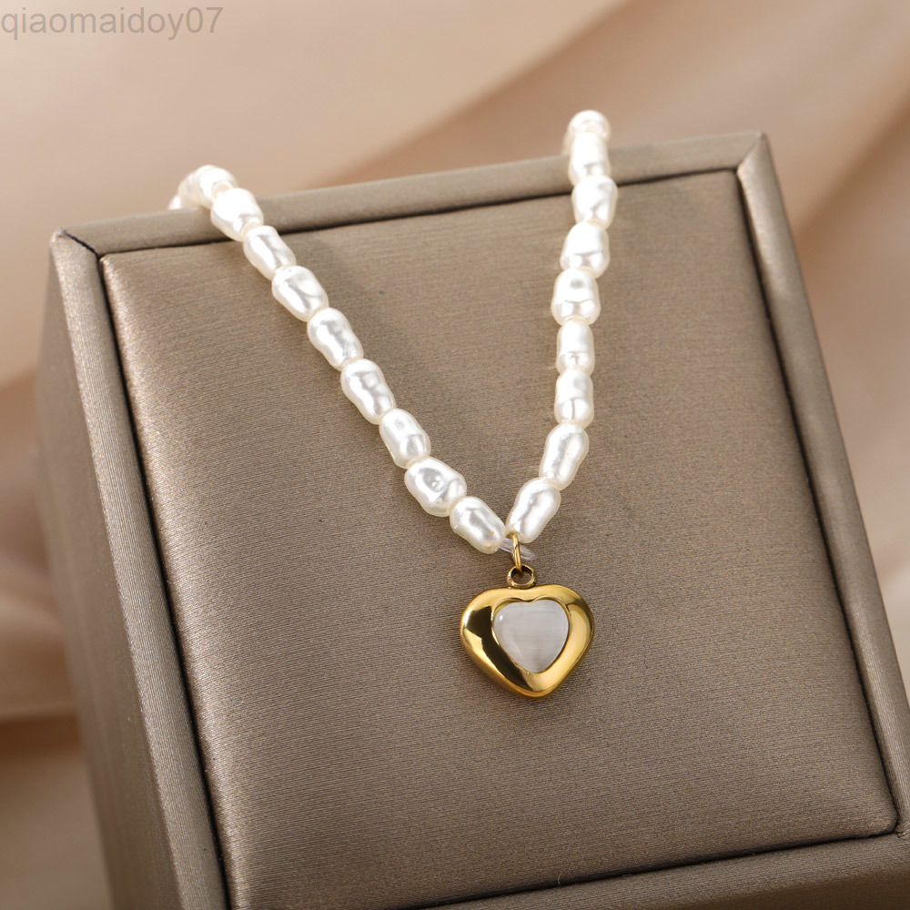Baroque Pearl Necklace Heart Pendant Necklace For Women Stainless Steel Lover Couple Necklaces 2022 Wedding Jewerly Collares Mujer L220812
Baroque Pearl Necklace Heart Pendant Necklace For Women Stainless Steel Lover Couple Necklaces 2022 Wedding Jewerly Collares Mujer L220812