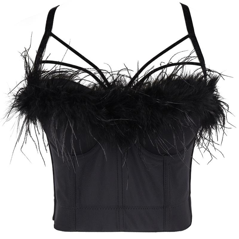 Women's Tanks & Camis 2022 Women Strap Camisole Top Ostrich Feather Fashion High Quality Crop Bustier Bra Night Club Party Tank Tops Y738, Feather strap black
Women's Tanks & Camis 2022 Women Strap Camisole Top Ostrich Feather Fashion High Quality Crop Bustier Bra Night Club Party Tank Tops Y738, Feather strap black
