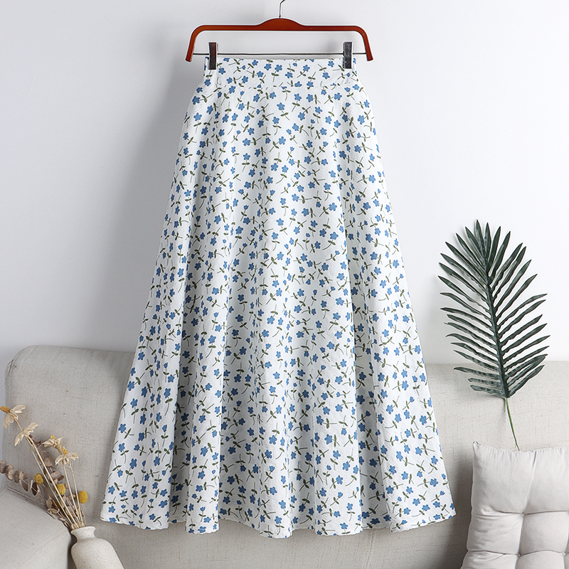 REALEFT Stylish Floral Printed Tulle Milong Women Skirts High Waist Loose Female Umbrella Skirts Ladies Spring Summer 220701