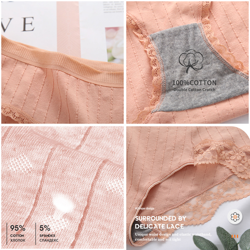 10Pcs/Set Sexy Women Cotton Underwear Panties Female Lace Pantys Gerie Ladies Briefs Solid Colors Comfortable Underpants 2202