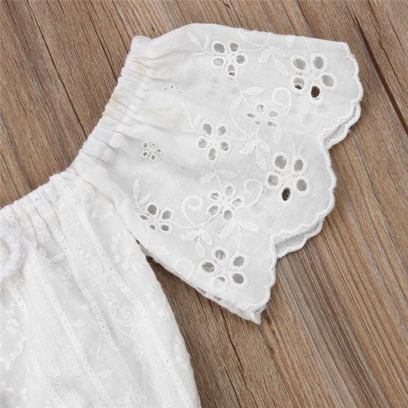 Toddler Kids Baby 2-7T Girls Clothes set Summer Off Shoulder Lace Crop Top and long Pants Cute lovely Sweet Streetwear outfits