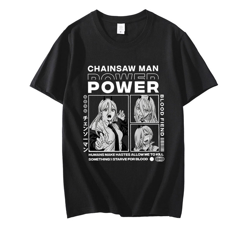 Chainsaw Man Denji Power Anime Fashion Prints Oversized T-shirt Women/Men T-shirts with Short Sleeves Casual Streetwear Tops 220616