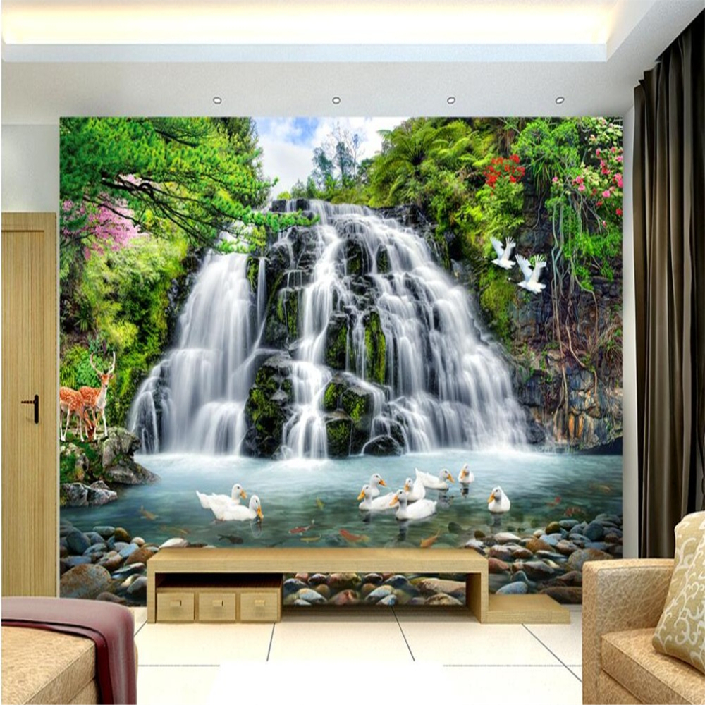 Custom wallpaper 3d photo murals landscape scenery water waterfall mural living room wall paper mural papel de parede