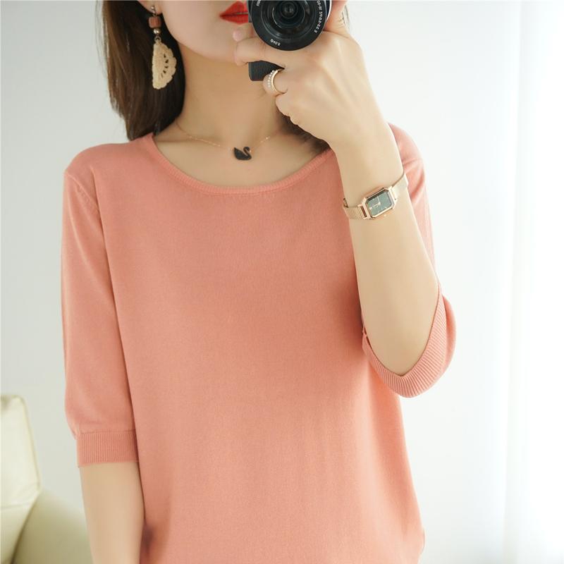 Women' T-Shirt Summer Knitted Cotton Short-Sleeved Women Ice Silk Loose Round Neck Half-Sleeved Thin Pullover All-Match BlouseWomen, Beige
Women' T-Shirt Summer Knitted Cotton Short-Sleeved Women Ice Silk Loose Round Neck Half-Sleeved Thin Pullover All-Match BlouseWomen, Beige