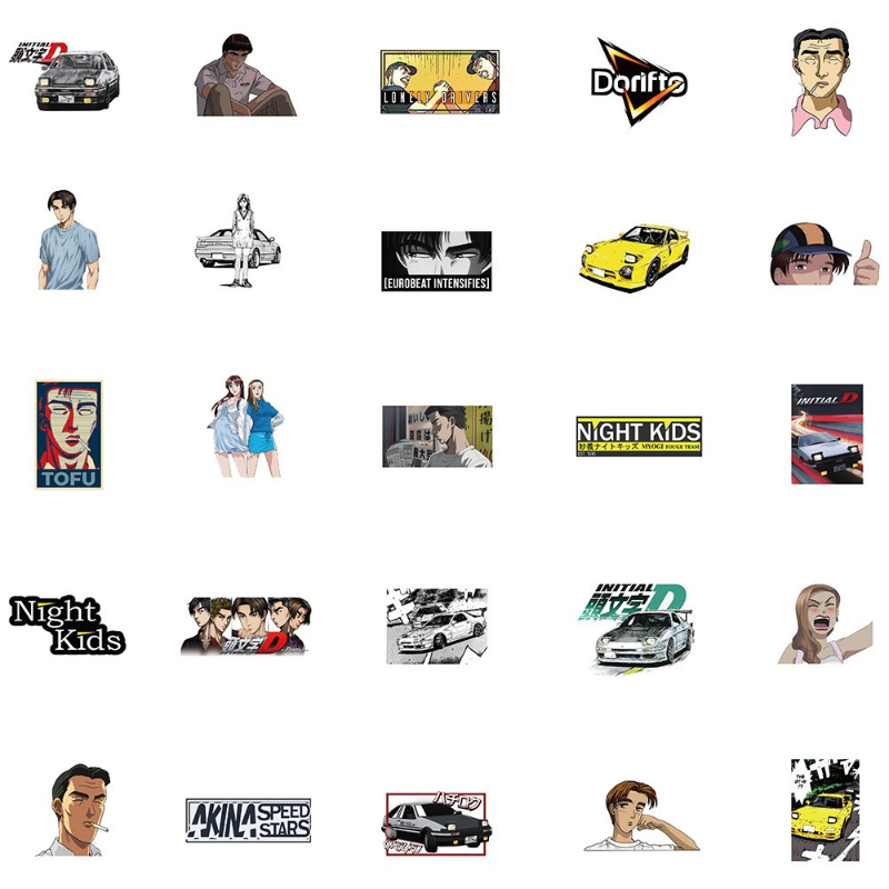 50Pcs/Lot Initial D sticker Fujiwara Takumi AE86 Graffiti Kids Toy Skateboard Phone Laptop Luggage Sticker Decals