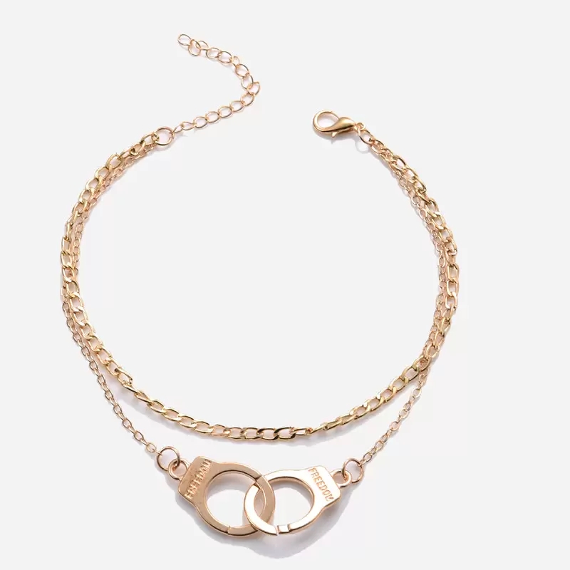 Creative Freedom Handcuff Anklet for Women Boho Summer Beach Anklets Double Layer Foot Chain Jewelry Accessories Wholesale Price