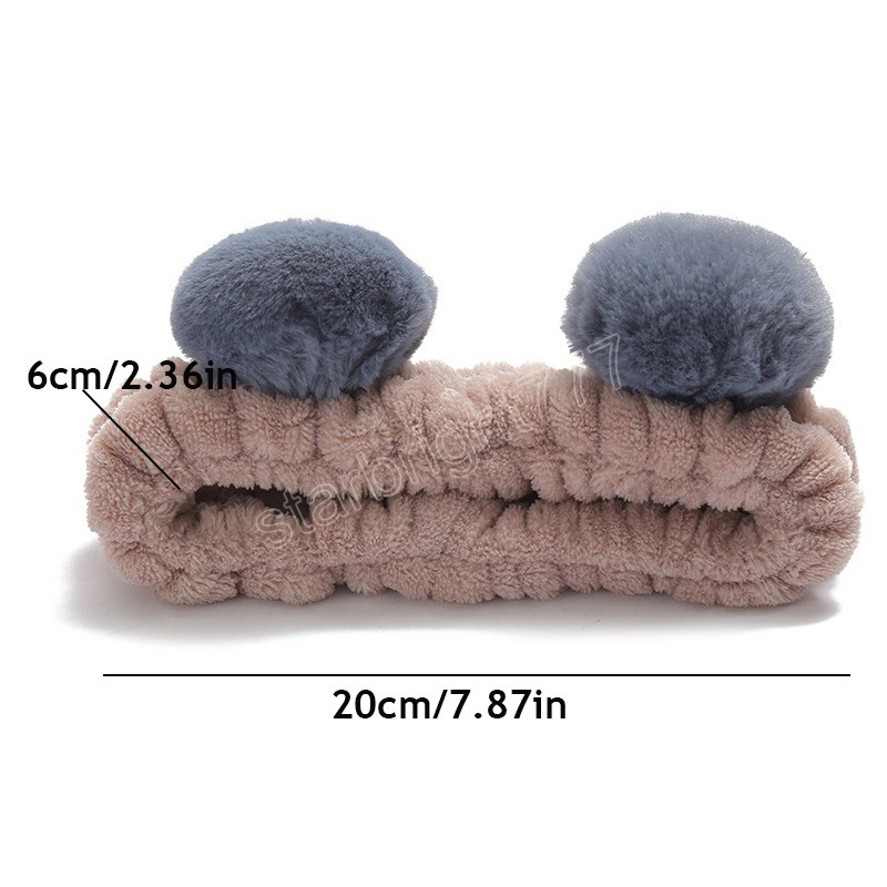 Panda Ear Coral Fleece Headband Washing Face Shower Spa Hairband Women Headwear Plush Elastic Hair Band Fashion Hair Accessories