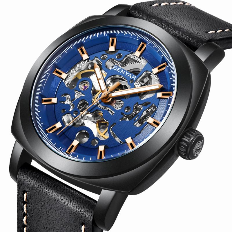 Wristwatches Top Brand BENYAR Men Watches Luxury Fashion Mechanical Hollow Watch Waterproof Skeleton Wrist Leather Clock Man Relogio, Silver blue
Wristwatches Top Brand BENYAR Men Watches Luxury Fashion Mechanical Hollow Watch Waterproof Skeleton Wrist Leather Clock Man Relogio, Silver blue