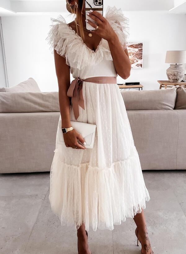 Casual Dresses Z-ZOUX Women Dress V Neck Sleeveless Ruffles Dot Printed Wrinkled Long With Belt Loose Vintage Ladies 2022, White
Casual Dresses Z-ZOUX Women Dress V Neck Sleeveless Ruffles Dot Printed Wrinkled Long With Belt Loose Vintage Ladies 2022, White