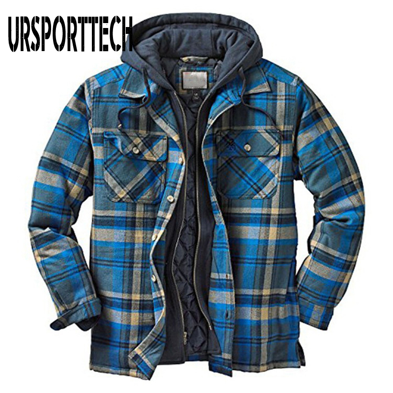 Winter Shirt Men Plaid Fleece Cotton Casual Long Sleeve s Oversized 5XL Outerwear Thick Warm Hooded Chemise Homme 220322