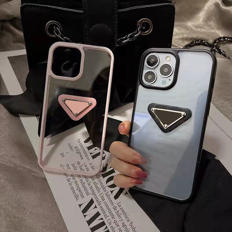 Fashion Designer Transparent Phone Cases For iPhone 16 15 14 13 12 11 Pro Max Back Shell 16Pro 16Plus 16ProMax 15Pro Black Soft Silicone Edge Acrylic Cellphone Case