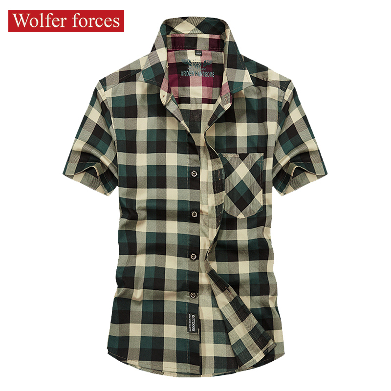 Summer Plaid Shirt Men'sLarge Size Men's Printed Male Denim s Cotton Style For Men Clothing Fashion Man 220322