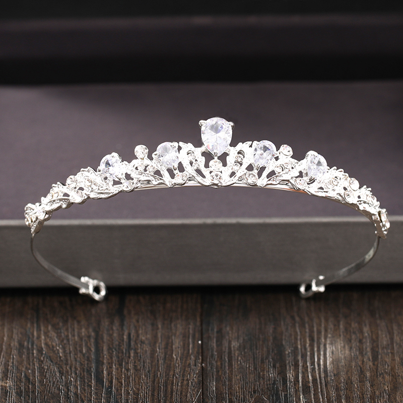 Silver Color Crystal and Tiara Accessories Bridal Tiaras Hair Crown Wedding Headpiece Women Diadem 220726
