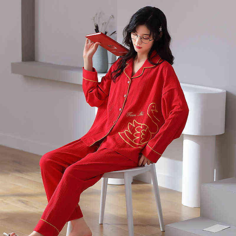 Pajamas Cast Femme New Pure Cotton Winter Pajamas Set Red Bride Nightwear Plus Size Pijamas Women Long Sleeves Night Suit 3XL 4XL J220730, Brown
Pajamas Cast Femme New Pure Cotton Winter Pajamas Set Red Bride Nightwear Plus Size Pijamas Women Long Sleeves Night Suit 3XL 4XL J220730, Brown