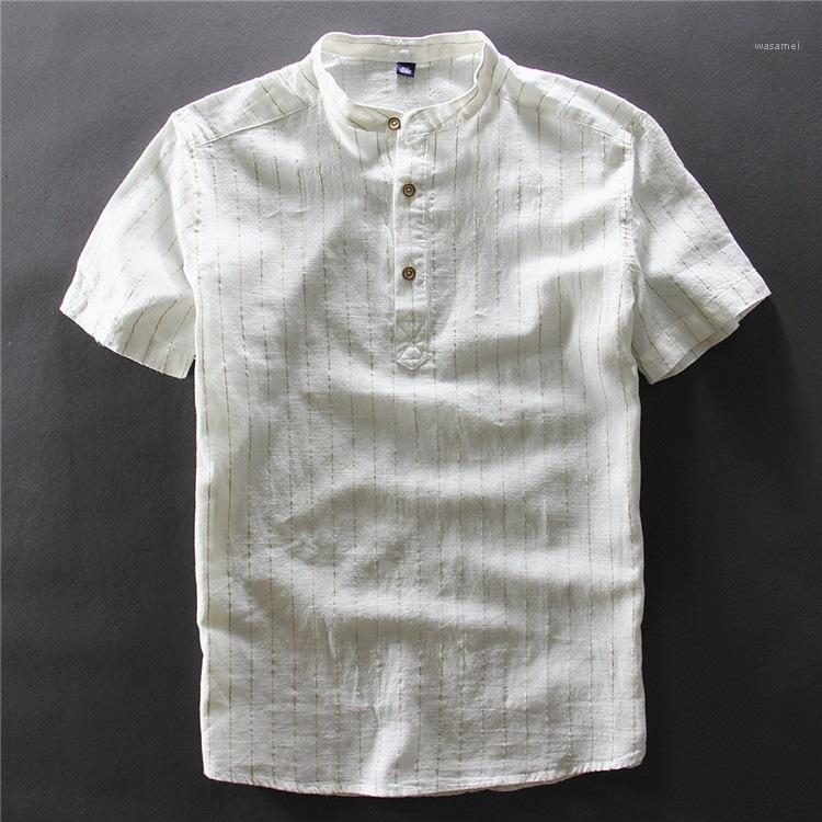 Striped Short Sleeve Shirt Men Mandarin Collar Cotton Linen Summer Japanese Style Shirts For Gray Blue White Men's Casual
Striped Short Sleeve Shirt Men Mandarin Collar Cotton Linen Summer Japanese Style Shirts For Gray Blue White Men's Casual