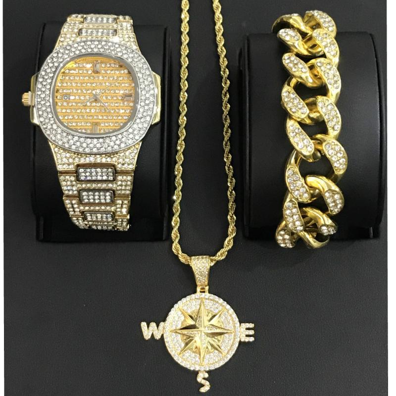 Earrings & Necklace Luxury Men Watch Hip Hop Jewelry Stylish & Bracelet Combo Set Compass Pendant Out Cuban For MenEarrings EarringsEarr, As pic
Earrings & Necklace Luxury Men Watch Hip Hop Jewelry Stylish & Bracelet Combo Set Compass Pendant Out Cuban For MenEarrings EarringsEarr, As pic