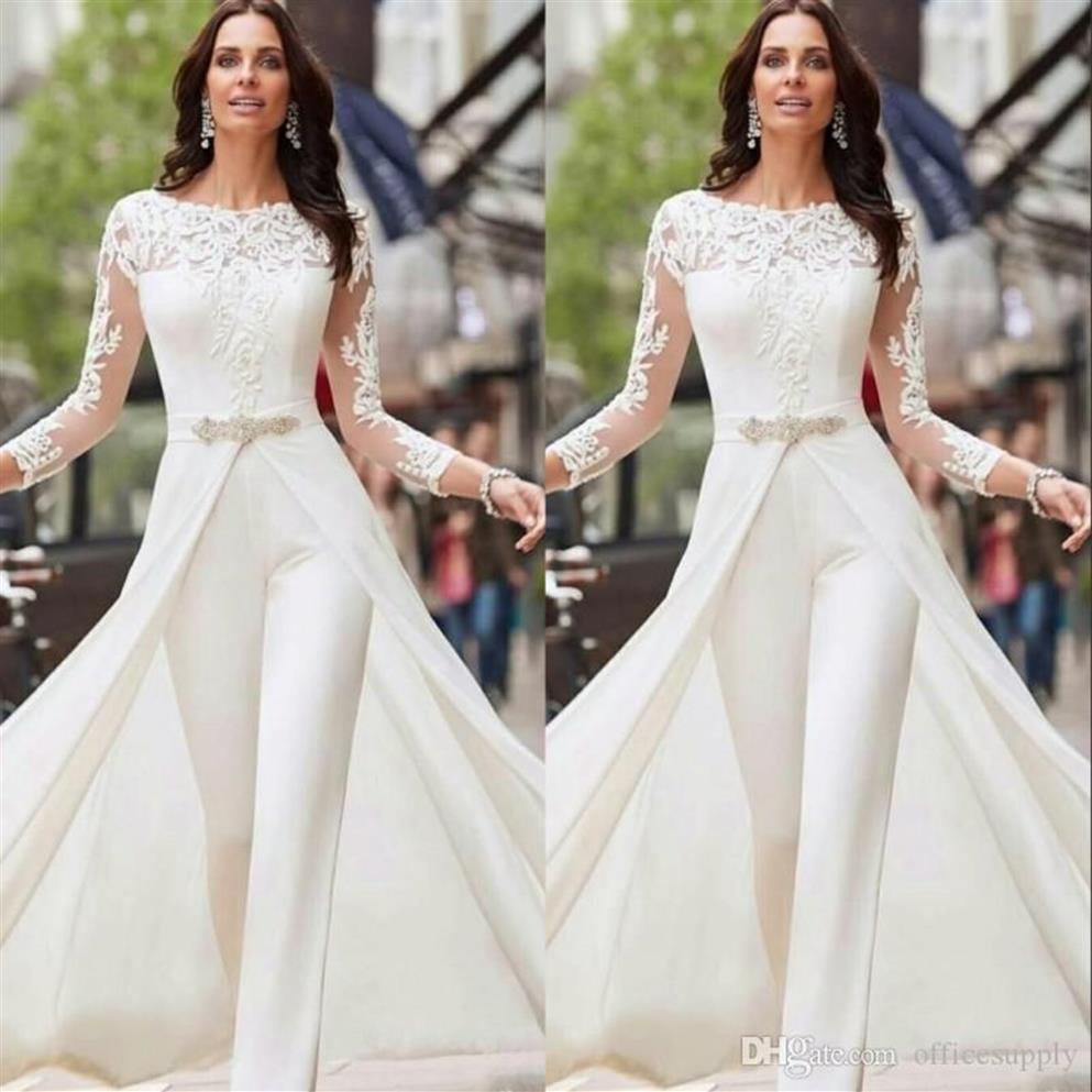 Elegant White Jumpsuits Pants Wedding Dresses Long Sleeve Lace Satin With Overskirts Beads Crystals Bridal Gowns Vestidos De Novia199I, Chocolate
Elegant White Jumpsuits Pants Wedding Dresses Long Sleeve Lace Satin With Overskirts Beads Crystals Bridal Gowns Vestidos De Novia199I, Chocolate