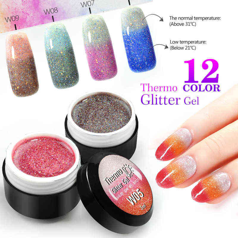 NXY Nail Gel Thermo Glitter Temperature Polish Chameleon Color Changing 5ml Canni Soak Off Magic lack 0328