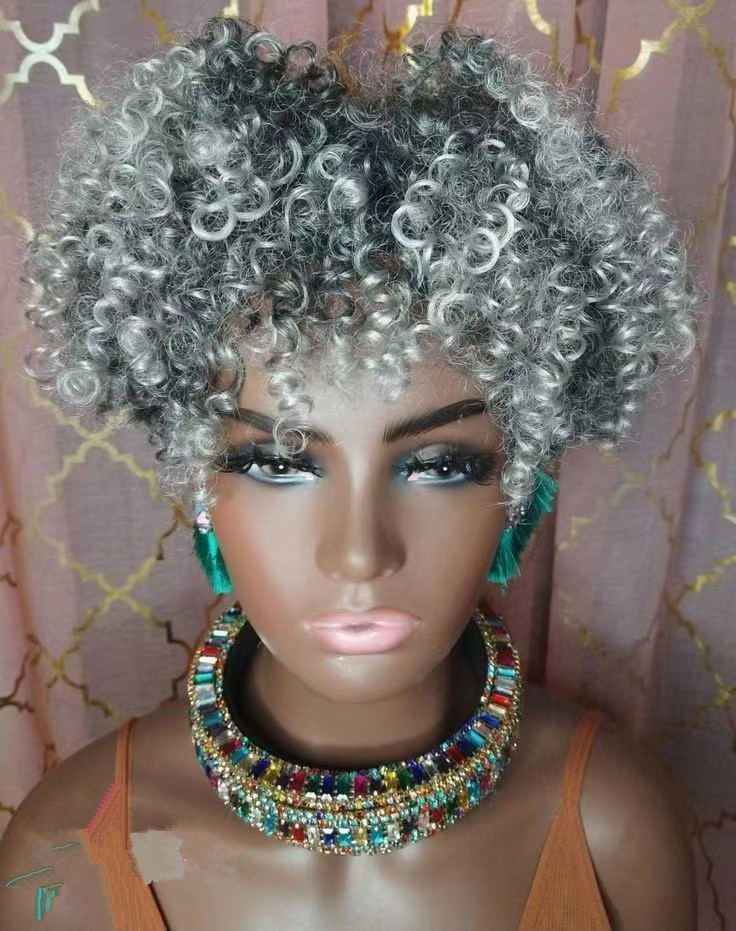 Tapered short cut human afro kinky curly wig with bangs salt pepper grey non lace wig 8inch 130% Diva2, Gre like pic
Tapered short cut human afro kinky curly wig with bangs salt pepper grey non lace wig 8inch 130% Diva2, Gre like pic