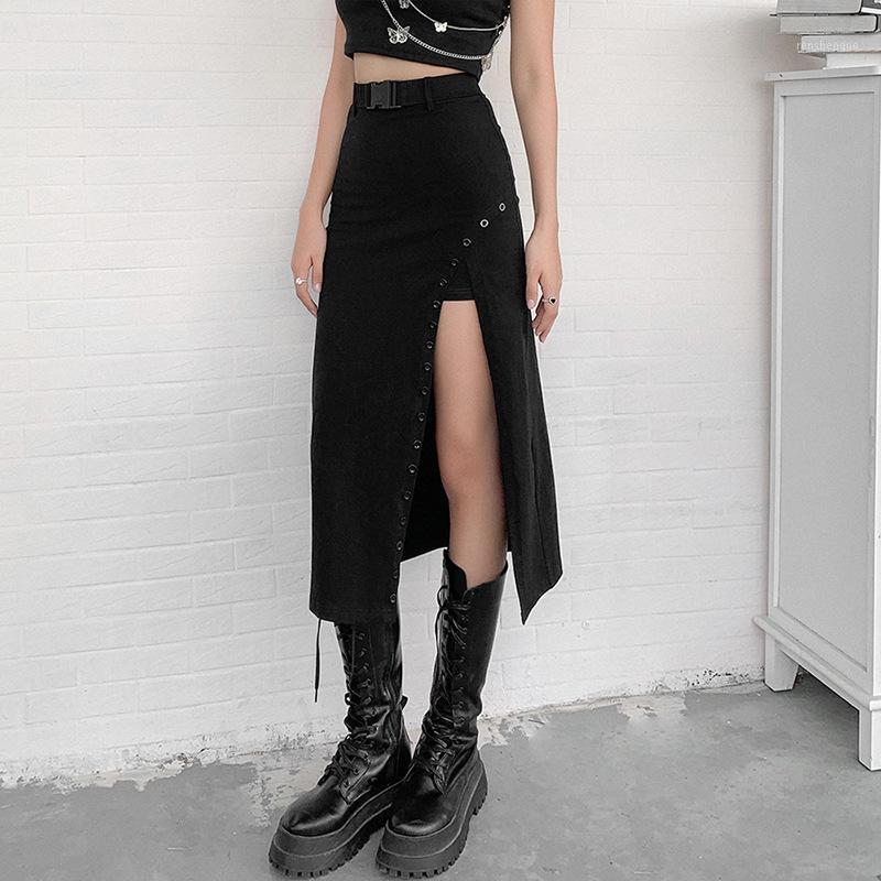 Women Casual Solid Button Irregular Slit Skirts High Waist Package Hip A-Line Mid-Length Sexy Summer Streetwear Female, Black 
Women Casual Solid Button Irregular Slit Skirts High Waist Package Hip A-Line Mid-Length Sexy Summer Streetwear Female, Black