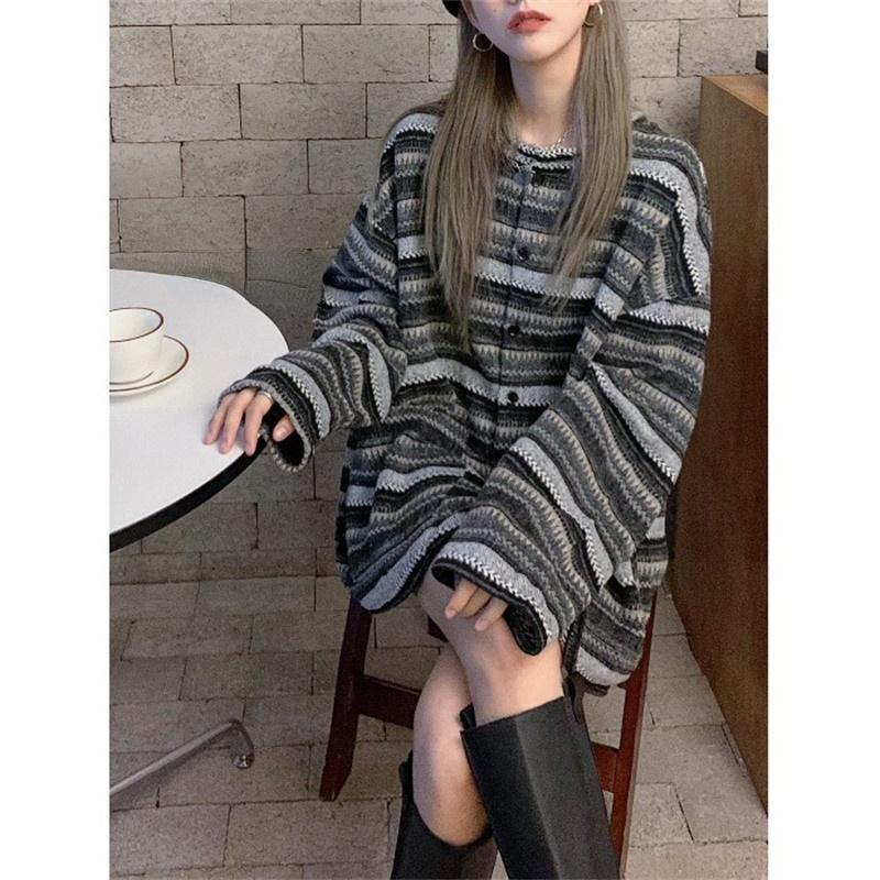 Women's Knits & Tees Autumn And Winter Round Neck Striped Casual Knitted Cardigan Women Korean Preppy Style Loose All-match SweaterWomen's, Black
Women's Knits & Tees Autumn And Winter Round Neck Striped Casual Knitted Cardigan Women Korean Preppy Style Loose All-match SweaterWomen's, Black