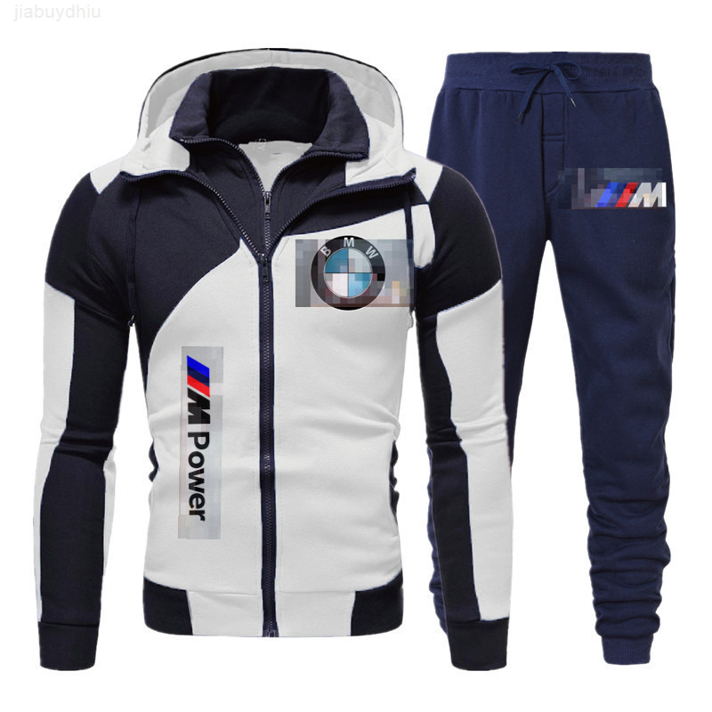 New Double Zipper Hoodie Bmw Print Color Matching Suit Cardigan Slim Fit Men's Sweater, 1 white 2 clothes + navy blue pants
New Double Zipper Hoodie Bmw Print Color Matching Suit Cardigan Slim Fit Men's Sweater, 1 white 2 clothes + navy blue pants