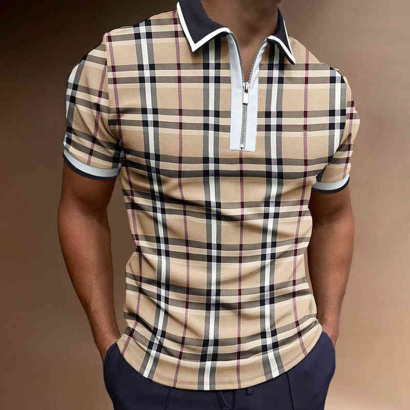 2022 summer new polo shirt fashion men's zip Lapel T-shirt Plaid stripe Top Men, Polos-96
2022 summer new polo shirt fashion men's zip Lapel T-shirt Plaid stripe Top Men, Polos-96