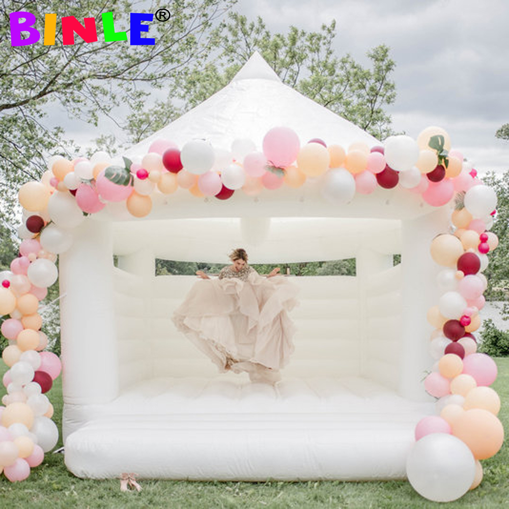 Commercial inflatable wedding bounce house inflatables white bouncy caslte jumping bouncer moonwalks for party decoration