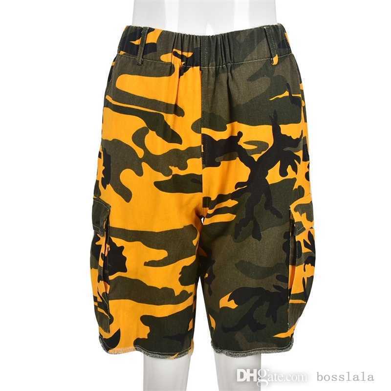 2022 Summer Womens Shorts Pants Fashion Trend Pocket Tassel Summer Camouflage Five Large Size Pants l0288