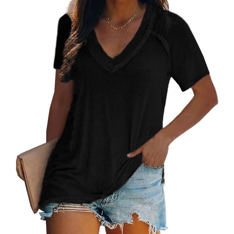 Women Spring Summer Tops Plus Sizes Tees Sexy Vintage Ruffles Femme Big Large T Shirts V Neck Loose Casual Befree Boho 220714