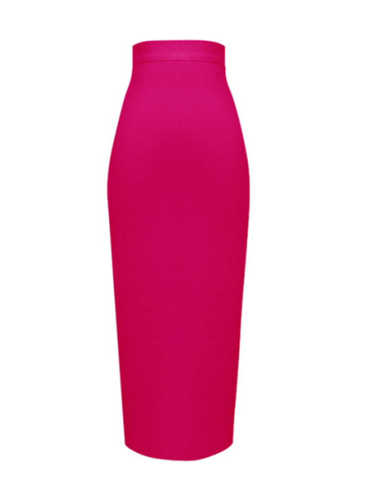 13 Colors Fashion Women Sexy Pink Yellow Bandage Skirt Elastic Elegant Pencil Skirts 78cm 220317