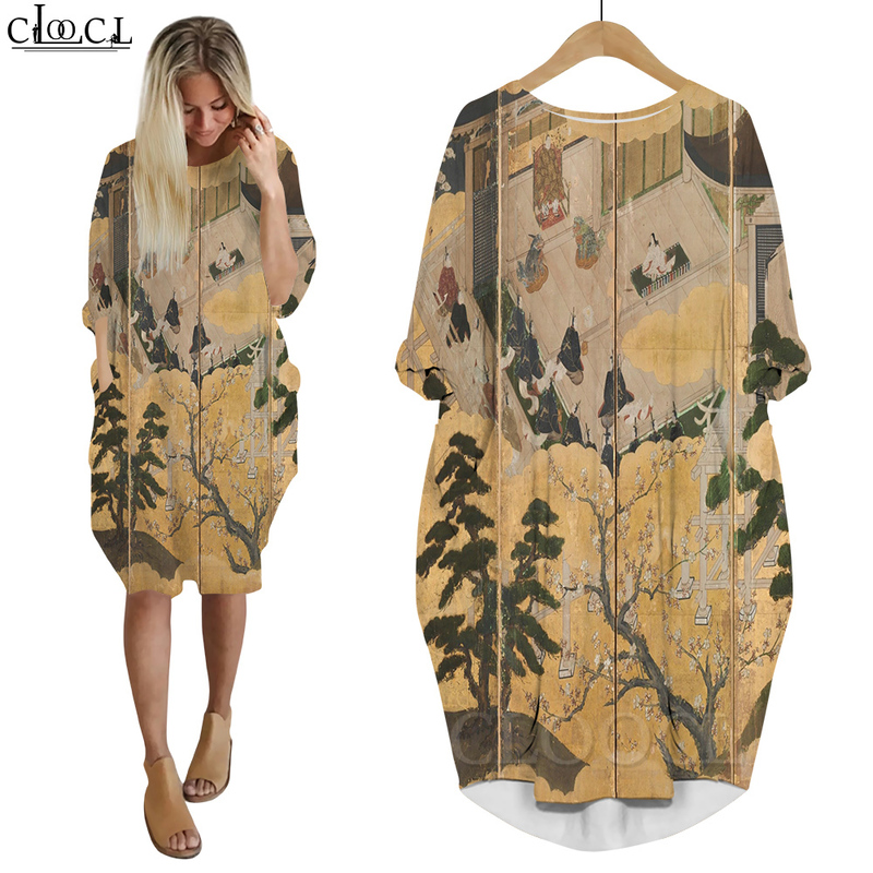 Van Gogh The Starry Night Dress 3D Printed Long Sleeve Skirts Fashion Female Streetwear Harajuku Women Pocket Dress W220616