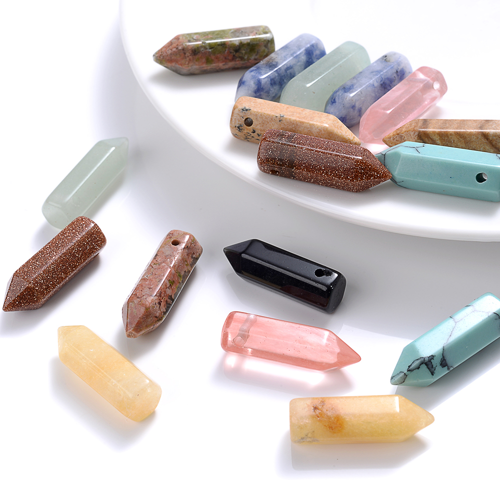Natural Stone Pendant Charms Beads Jades Agate Turquoise Crystal Beads for Jewelry Making Findings Necklace Pendants 20x6MM