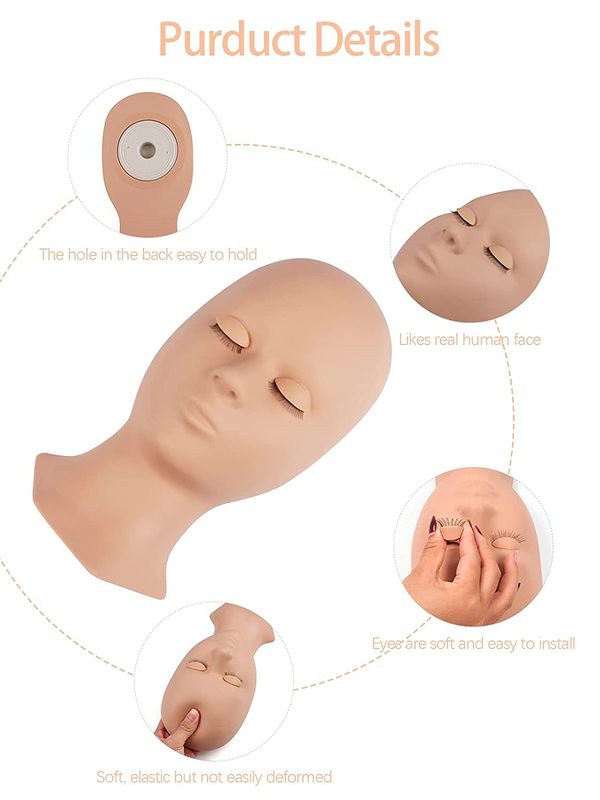 Lash Mannequin Head Eyelash Extension Training kit Replacement Eyelids Silicone Makeup Model Eyelash Practice Head Tools 220616
