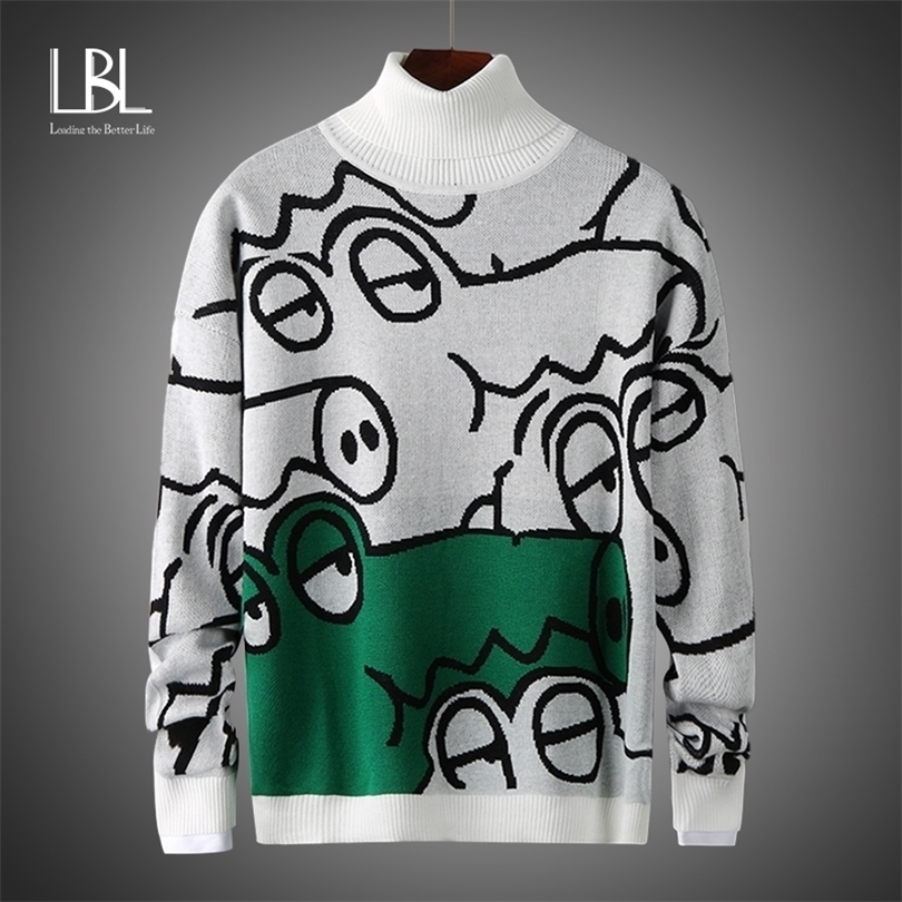 Autumn Winter Thick Sweater Men Knitted Ribbed Pullover Sweater Long Sleeve Turtleneck Slim Jumper Soft Warm Pull Male 201125