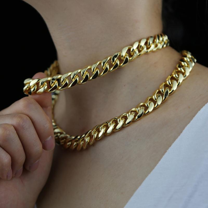 Chains Fashion Width 14mm Punk Miami Cuban Necklace Collar Statement Heavy Gold Color Thick Chain Women JewelryChains
Chains Fashion Width 14mm Punk Miami Cuban Necklace Collar Statement Heavy Gold Color Thick Chain Women JewelryChains
