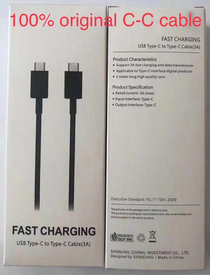 with retail package 100% original USB Type C Cables 1M 3FT 2A Fast Charging Charger Cables Cord Type-C for Samsung Galaxy S10 note 10 S20, White
with retail package 100% original USB Type C Cables 1M 3FT 2A Fast Charging Charger Cables Cord Type-C for Samsung Galaxy S10 note 10 S20, White