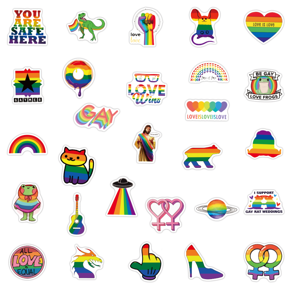 50Pcs Gay Pride Stickers LGBTQ Graffiti Kids Toy Skateboard car Motorcycle Bicycle Sticker Decals Wholesale