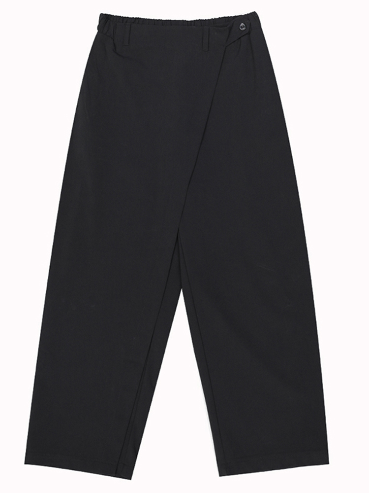 [EAM] High Elastic Waist Black Brief Pleated Long Trousers Loose Fit Pant Fashion Spring Autumn 1S430 220325